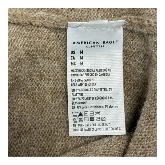 ✨ American Eagle Outfitters Tan V-Neck Sweater with White Bow || Size Medium - Picture 5 of 6